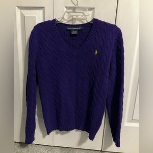 Purple V-Neck Ralph Lauren Cable knit sweater size L